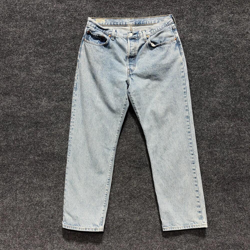 Levi's Premium Jeans Mens 33x28.5 Light Wash Blue Straight Denim Regular Fit Zip